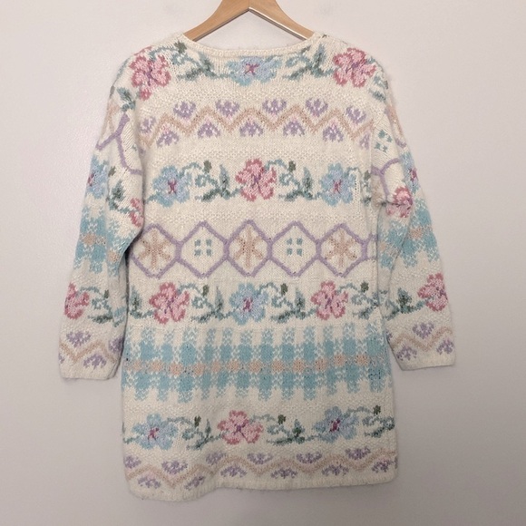 Express Tricot Vintage 90’s Floral Angora Silk Blend Sweater Size S - Picture 6 of 13